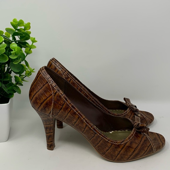 Franco Sarto crocodile peep toe heels - Picture 2 of 13